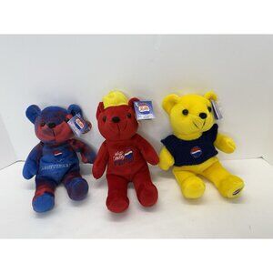 1999 Pepsi Cola 100th Anniversary Commemorative 3 Plush Bean Bag Bears With Tags